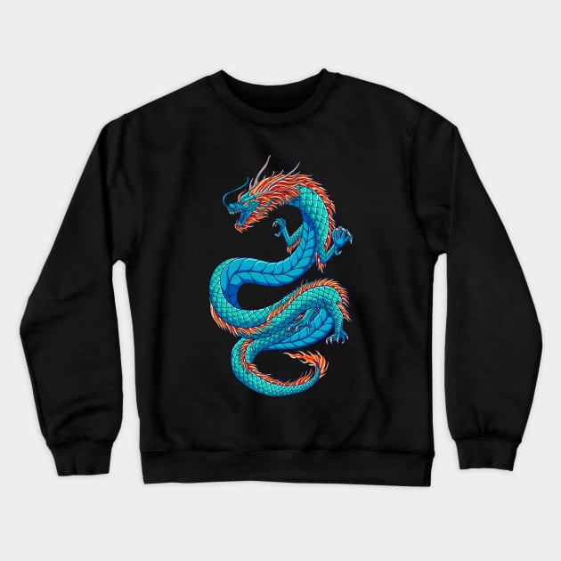 aggressive Japanese Dragon Crewneck Sweatshirt by Ardiyan nugrahanta